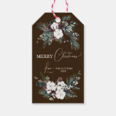 Bruin groen  vrolijk kerstfeest cadeaulabel (Voorkant)