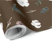 Bruin groen  vrolijk kerstfeest cadeaupapier (Rol Hoek)