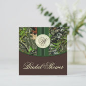 Bruin Groene Camo Wedding Bridal Shower-uitnodigin Kaart (Staand voorkant)
