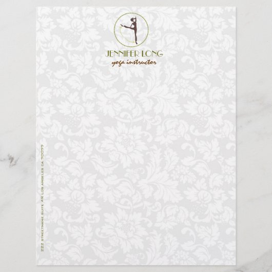 Bruin-groene en witte Yoga-instructie Custom Briefhoofd (Voorkant)