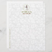Bruin-groene en witte Yoga-instructie Custom Briefhoofd (Voorkant / Achterkant)