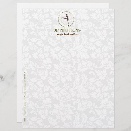 Bruin-groene en witte Yoga-instructie Custom Briefhoofd (Voorkant / Achterkant)