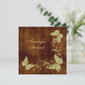 Bruin groene gouden bruiloft kaart (Staand voorkant)