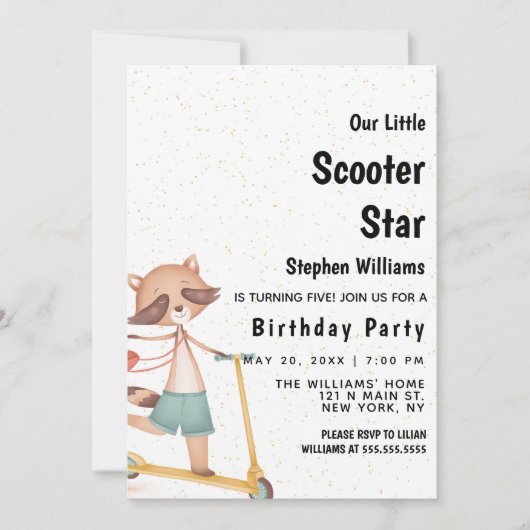 Bruin-groene goudregenscooter Birthday Party Kaart (Voorkant)