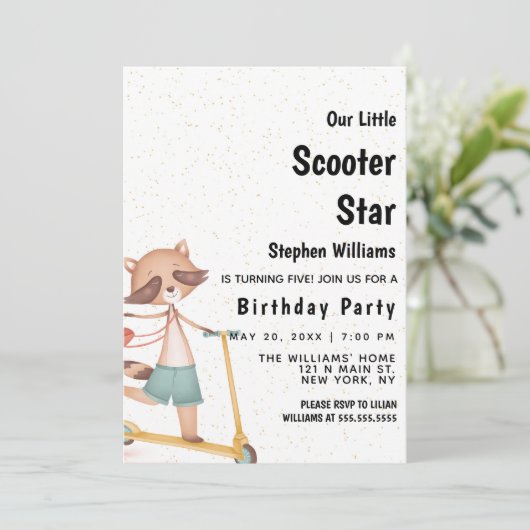 Bruin-groene goudregenscooter Birthday Party Kaart (Staand voorkant)