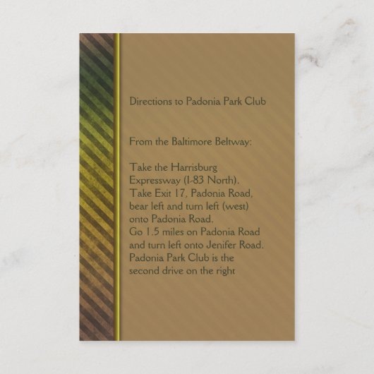 Bruin, groene stripbare Mitzvah-behuizingskaart Informatiekaartje (Achterkant)