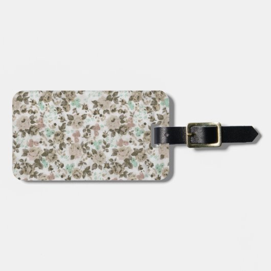  bruin groene stutten Rozen Floral Pattern Bagagelabel (Voorkant horizontaal)