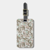  bruin groene stutten Rozen Floral Pattern Bagagelabel (Voorkant verticaal)
