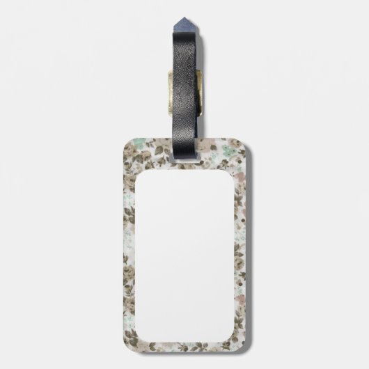  bruin groene stutten Rozen Floral Pattern Bagagelabel (Achterkant verticaal)