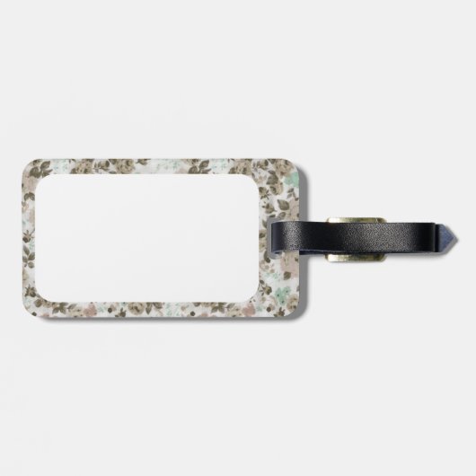  bruin groene stutten Rozen Floral Pattern Bagagelabel (Achterkant horizontaal)