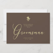 Bruin Groomsman Chic Wedding Simple proposal Kaart (Voorkant)