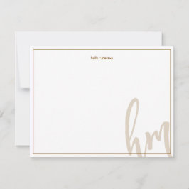 Bruin Groot Monogram Koppel Initiaal Eenvoudig Huw Notitiekaartje