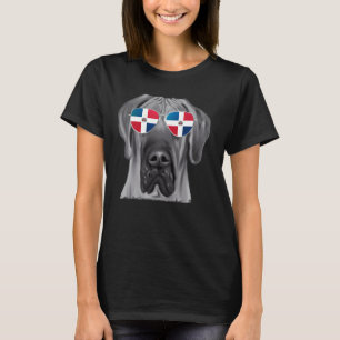 Bruin Grote Deen Hond Dominicaanse Vlag Zonnebril T-shirt