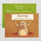 Bruin Groundhog Party Invitation Kaart (Voorkant / Achterkant)