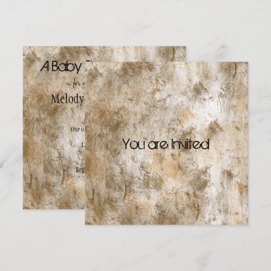 Bruin Grunge Abstract Baby shower Kaart (Voorkant / Achterkant)