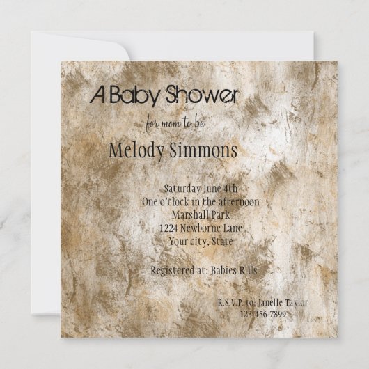 Bruin Grunge Abstract Baby shower Kaart (Achterkant)