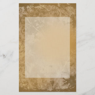 Bruin Grunge Bloemen Stationery Briefpapier