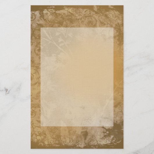 Bruin Grunge Bloemen Stationery Briefpapier (Voorkant)