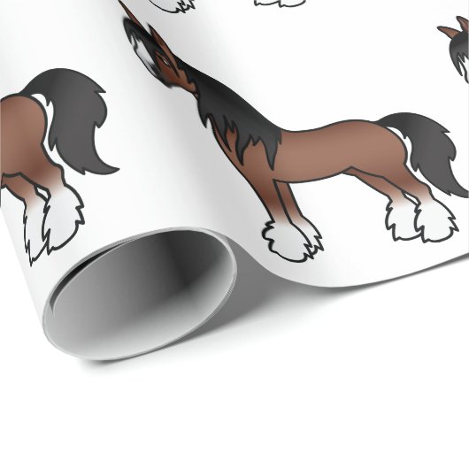 Bruin Gypsy Vanner Clydesdale Shire Horse Patroon Cadeaupapier (Rol Hoek)