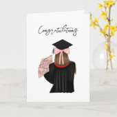 Bruin Haar Coquette Meisje Afstuderen Gefeliciteer Kaart (Gele Bloem)