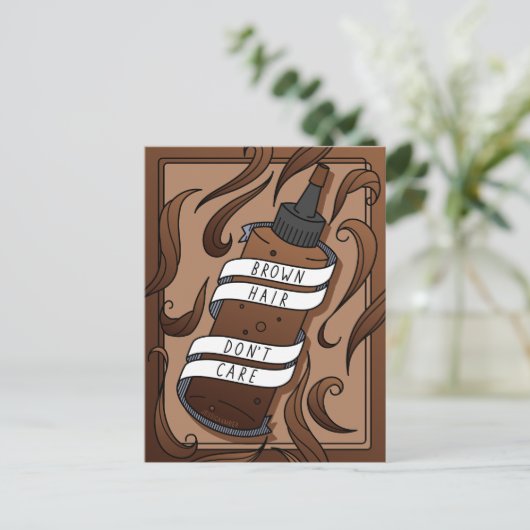 Bruin Haar Funny Cartoon Tattoo Dye Bottle Briefkaart (Staand voorkant)