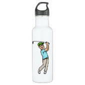 Bruin Haar Golfer Gepersonaliseerde Waterfles (Voorkant)