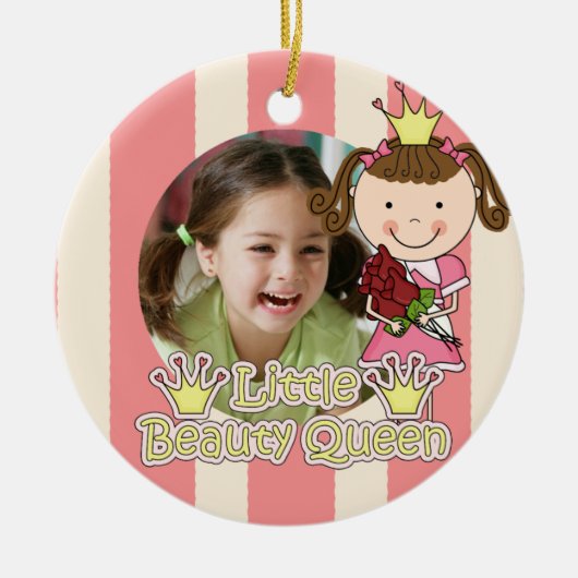 Bruin Haar Kleine Schoonheid Koningin Foto Ornamen Keramisch Ornament (Voorkant)