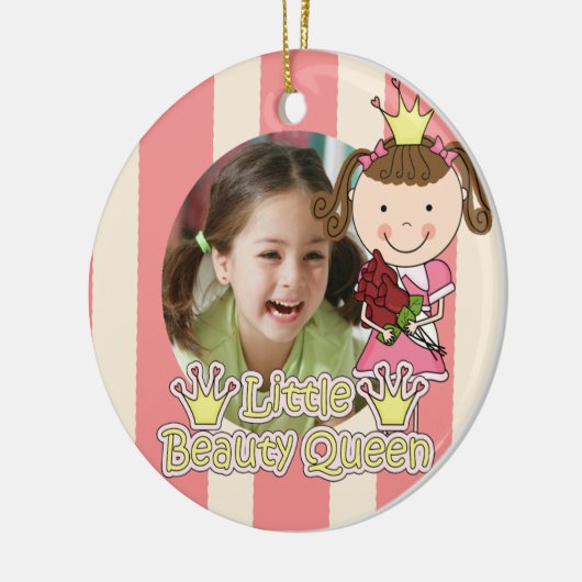 Bruin Haar Kleine Schoonheid Koningin Foto Ornamen Keramisch Ornament (Links)