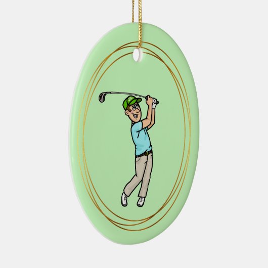 Bruin Haar Mannelijk Golfer Ornament (Rechts)