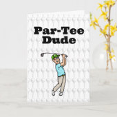 Bruin Haar Mannelijk Golfer Wenskaart Kaart (Gele Bloem)