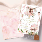 Bruin Haar Meisje fee eerste verjaardag uitnodigin Kaart