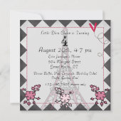 Bruin Haar Meisje Ooh La Paris Verjaardag Invite Kaart (Achterkant)