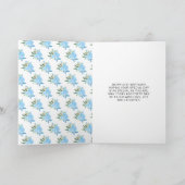 Bruin Haar Prinses Blauw Bloemen Verjaardagsfeest Kaart (Binnen)