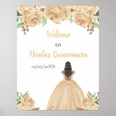Bruin Haar Prinses Peach Quinceanera Welkom Poster (Voorkant)