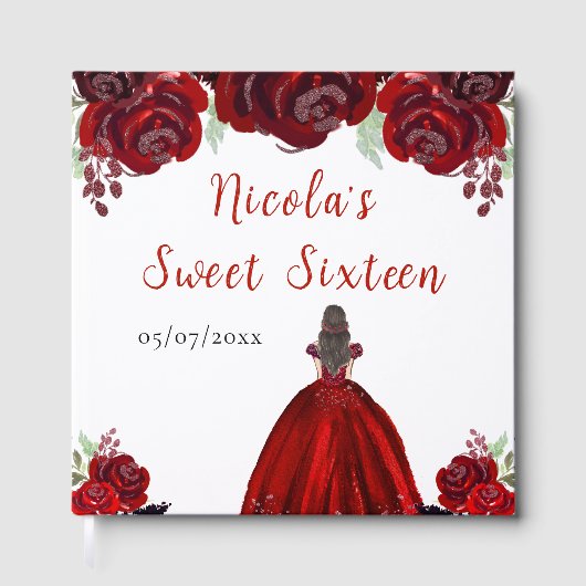 Bruin Haar Prinses Rood Sweet Sixteen Gastboek Gastenboek (Voorkant)