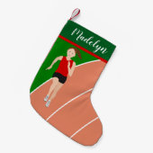 Bruin Haar Track Meisje in Rood Kleine Kerstsok (Voorkant (Hangend))