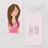 Bruin-haarvrouw in roze haarstaarster visitekaartje (Voorkant / Achterkant)