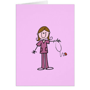 Bruin hair Vrouw Stick Figuur Nurse