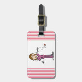 Bruin hair Vrouw Stick Figuur Nurse Bagagelabel (Voorkant verticaal)