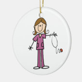 Bruin hair Vrouw Stick Figuur Nurse Keramisch Ornament (Links)