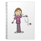 Bruin hair Vrouw Stick Figuur Nurse Notitieboek (Voorkant)