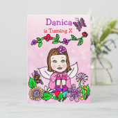 Bruin Haired Fairy Verjaardag Kaart (Staand voorkant)