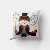 Bruin Haired Jongen Magician Kussen (Achterkant)