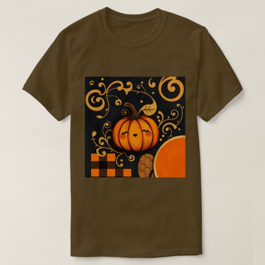 Bruin Halloween pompoen T-shirt (Design voorkant)