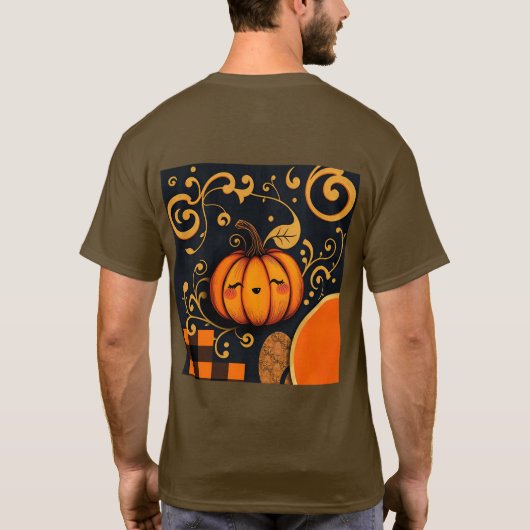 Bruin Halloween pompoen T-shirt (Achterkant)