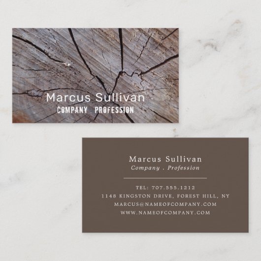 Bruin-hardhout in racking, bijtend visitekaartje (Voorkant / Achterkant)