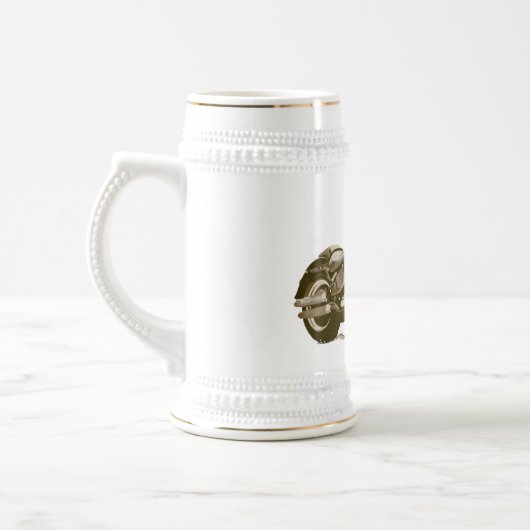 Bruin Harley-motorfiets Bierpul (Links)