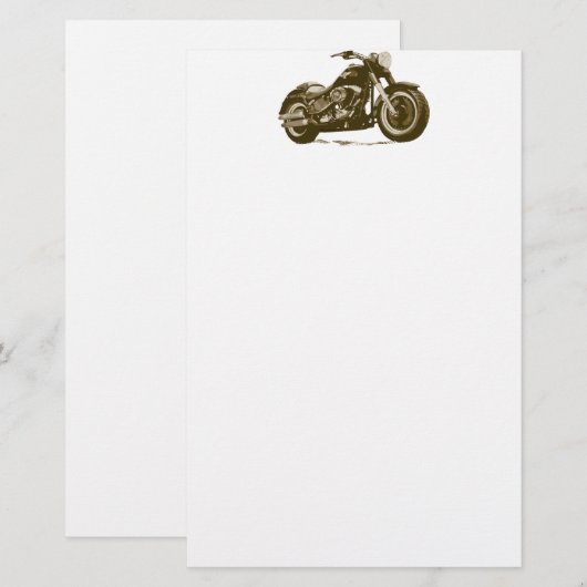 Bruin Harley-motorfiets Briefpapier (Voorkant / Achterkant)