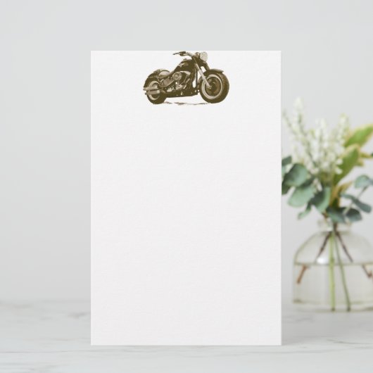 Bruin Harley-motorfiets Briefpapier (Staand voorkant)