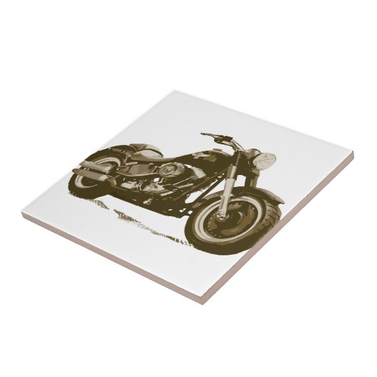 Bruin Harley-motorfiets Tegeltje (Zijkant)